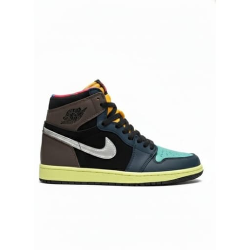 Vibrant Multi-Color High-Top Sneakers Teal Yellow Pink